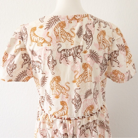 Umgee Cream Tiger Print Babydoll Tiered Cotton‎ Dress Size Small - Picture 10 of 12